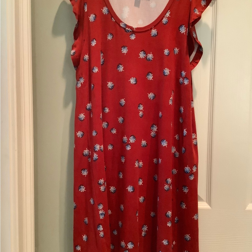 LOFT Red Flutter Sleeve Sundress